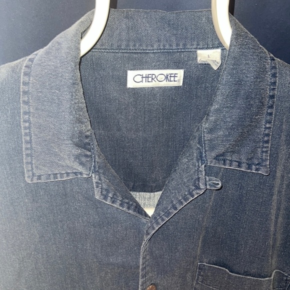 Vintage Cherokee button up pineapple jean shirt - size L - Picture 1 of 4